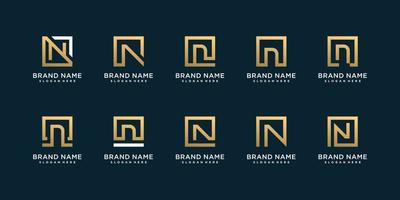 Satz von n-Buchstaben-Logo-Sammlung mit goldenem Konzeptideen-Premium-Vektor