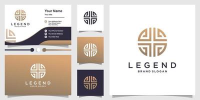 abstrakt logotyp med gyllene kreativ linje koncept och visitkort designmall premium vektor