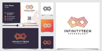 infinity tech-logotyp med modern linjekonststil och visitkortsdesignmall premium vektor