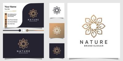 Natur-Logo mit kreativem Blumenkonzept und Visitenkarten-Premium-Vektor vektor