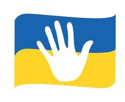 ukrainisches Emblem Flaggenband und Handsymbol nationales Europa abstraktes Vektordesign vektor