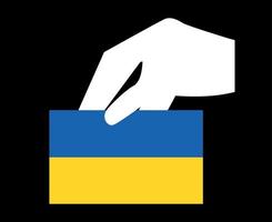 ukraine flag emblem und hand abstraktes symbol nationales europa vektorillustrationsdesign vektor