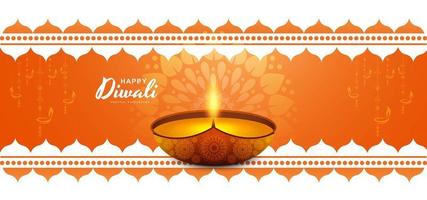 Dekorativ lycklig diwali-kortfestivalbakgrund vektor