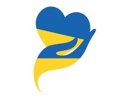 ukrainska nationella Europa flagga hjärta och hand emblem abstrakt symbol vektor illustration design