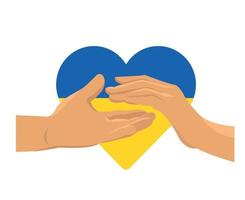 Ukraine-Flaggenherzemblem mit Handsymbol abstraktes nationales Europa-Vektorillustrationsdesign vektor