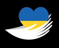 ukraine national europa flag herzemblem mit händen entwerfen abstrakte vektorillustration vektor