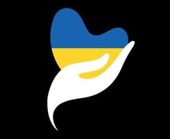 ukrainska nationella Europa emblem flagga hjärta och hand abstrakt symbol vektor illustration design