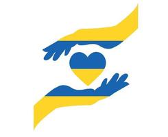 ukraine herz und hände flaggenemblem symbol abstraktes nationales europa vektorillustrationsdesign vektor