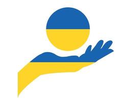 ukrainska hjärta och hand flagga emblemsymbol abstrakt nationella Europa vektor illustration design