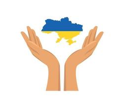 ukraine flagge karte emblem national europa mit händen abstraktes symbol vektor illustration design