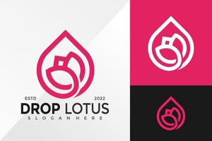 Drop-Natur-Lotus-Logo-Design-Vektor-Illustration-Vorlage vektor