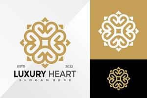 Luxus-Herz-Ornament-Logo-Design-Vektor-Illustration-Vorlage vektor