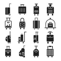 åkpåse och bagage ikoner vektor