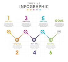 Infografik-Vorlage für Unternehmen. 6 Schritte modernes Zeitachsendiagramm mit Linien, Präsentationsvektor-Infografik. vektor