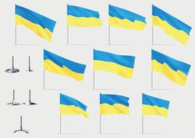 realistische Flaggen der Ukraine. gelbe und blaue wehende fahnen vektor