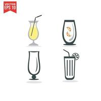 Symbolsatz für Alkohol und Cocktails. Sammlung linearer einfacher Web-Icons wie Gläser, Spirituosen, Bier, Bar, Champagner, Whiskey, Wein usw. editierbarer Vektorstrich. vektor