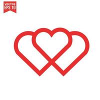 rotes Herz-Symbol auf weißem Hintergrund. liebe logo herz illustration. vektor