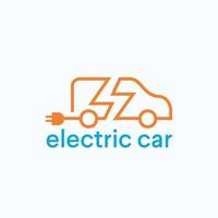 elektroauto mit steckersymbol, ev-auto, grüner hybridfahrzeug-ladepunkt-logotyp, umweltfreundliches fahrzeugkonzept, vektorillustration vektor