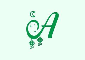 Grün ein Anfangsbuchstabe im Ramadan-Thema vektor