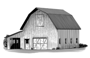 Graverad Cow Barn vektor