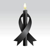 Schwarzes Band und schwarze Kerze für die Trauer vektor