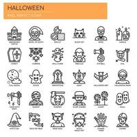 Halloween-Elemente, dünne Linie und Pixel Perfect Icons vektor