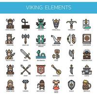 Vikingelement, tunn linje och perfekta ikoner för pixlar vektor