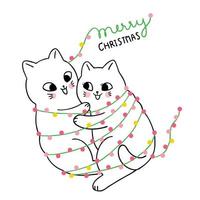Cartoon süße Weihnachten paar Katze umarmt vektor