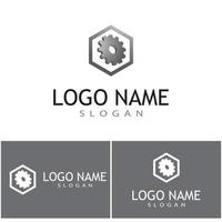 Getriebe Logo Vorlage Vektor Icon Illustration Design