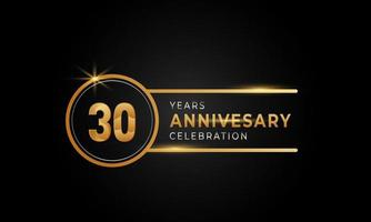 30-jähriges Jubiläum goldene und silberne Farbe mit Kreisring für Feierlichkeiten, Hochzeiten, Grußkarten und Einladungen einzeln auf schwarzem Hintergrund vektor
