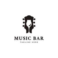 musik bar logotyp kombination gitarr och vinglas symbol vektor logotyp design inspiration