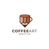 kreativer kaffee bleistiftbecher zeichnen schreiben logo vektor design inspiration