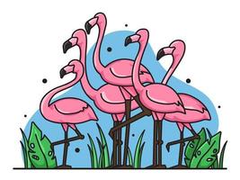 uppsättning söta flamingos vektor