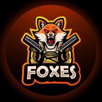 fox gunners esport logotyp maskot design vektor