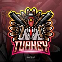 turkey gunners maskot. esport-logotypdesign vektor