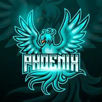 blå phoenix fågelmaskot esport logotypdesign vektor