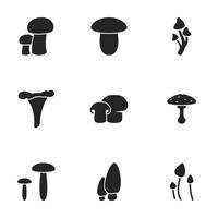 ikoner för tema svamp. vit bakgrund vektor
