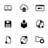 uppsättning enkla ikoner på en temaprogramvara, vektor, design, samling, platt, tecken, symbol, element, objekt, illustration, isolerade. vit bakgrund vektor