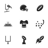 Symbole zum Thema American Football, Vektor, Symbol, Set. weißer Hintergrund vektor