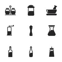 vektor illustration av ikoner på ett tema av kryddor och sås. vit bakgrund