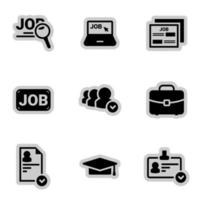 Symbole für Themenarbeit, Suche, Vorstellungsgespräch, Mitarbeiter, Vektor, Symbol, Set. weißer Hintergrund