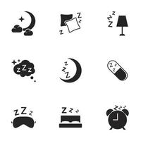 ikoner för tema sömn. vit bakgrund vektor