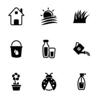 uppsättning enkla ikoner på ett tema hus, tomt, jordbruk, jordbruk, vektor, set. vit bakgrund vektor