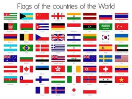stor uppsättning flaggor för länder i världen. isolerad på vitt. vektor illustration