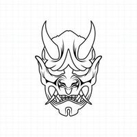 handritad japansk oni demon mask målarbok, vektorillustration eps.10 vektor