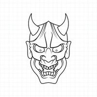 Handgezeichnete japanische Oni-Dämonenmaske zum Ausmalen, Vektorillustration eps.10 vektor
