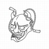 handritad japansk oni demon mask målarbok, vektorillustration eps.10 vektor