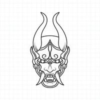 Handgezeichnete japanische Oni-Dämonenmaske zum Ausmalen, Vektorillustration eps.10 vektor