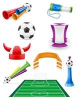 Satz Fußballfußballfaneinzelteile und Zubehör vector Illustration