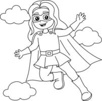 superhjälte tjej målarbok för barn vektor
